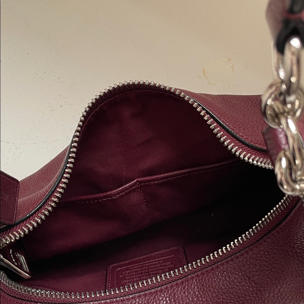Coach Pebbled Leather Shoulder Bag in Burgundy Wine - Picture 7 of 7